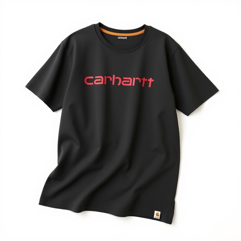 Carhartt Men's Charcoal Tee with Pink Logo